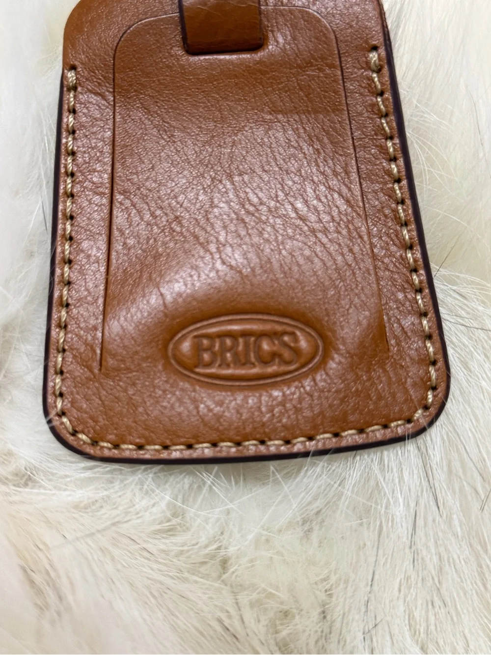 NEW Brics Brown Leather Luggage ID Tag Buckle Suitcase Travel Address Tag